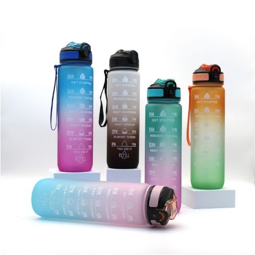 Motivational Sports Water Bottle with Time Marker – Leak-Proof Design for Fitness & Outdoor Use