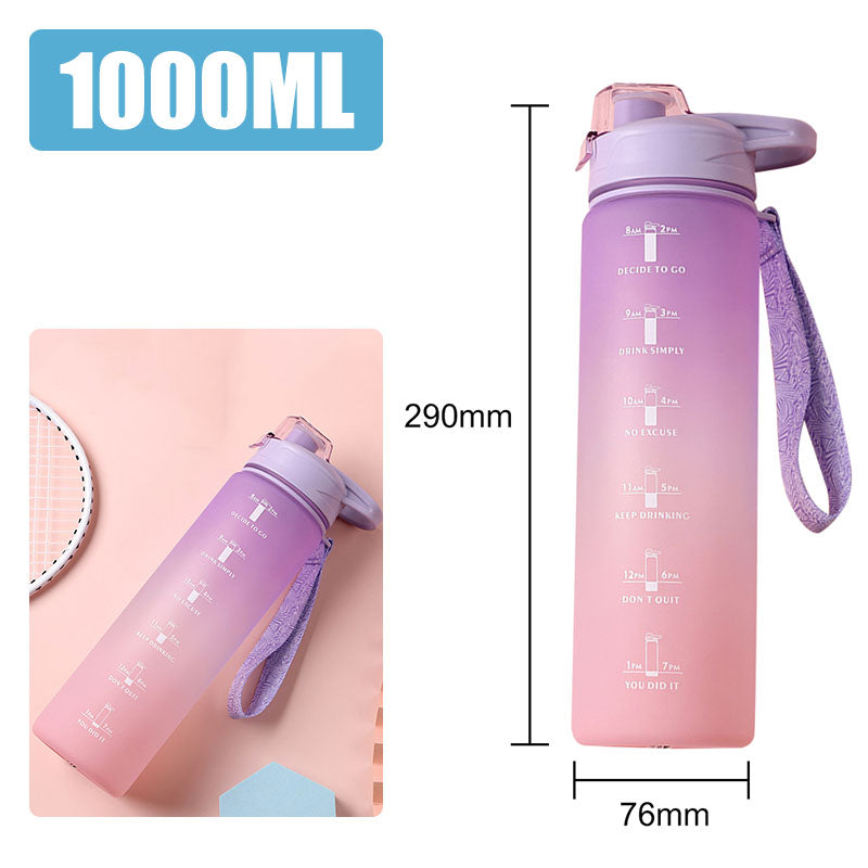 Motivational Sports Water Bottle with Time Marker – Leak-Proof Design for Fitness & Outdoor Use