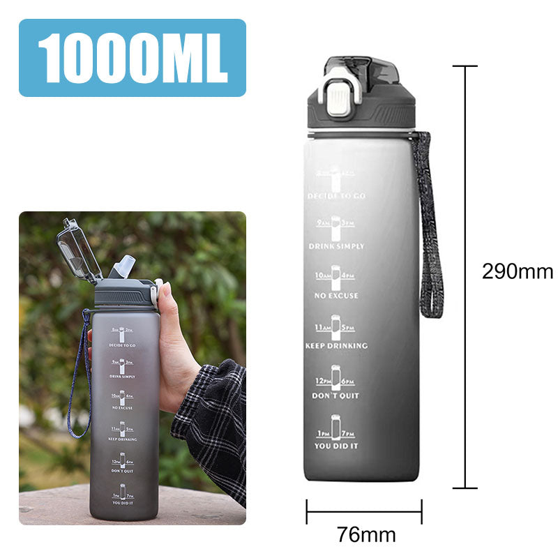 Motivational Sports Water Bottle with Time Marker – Leak-Proof Design for Fitness & Outdoor Use
