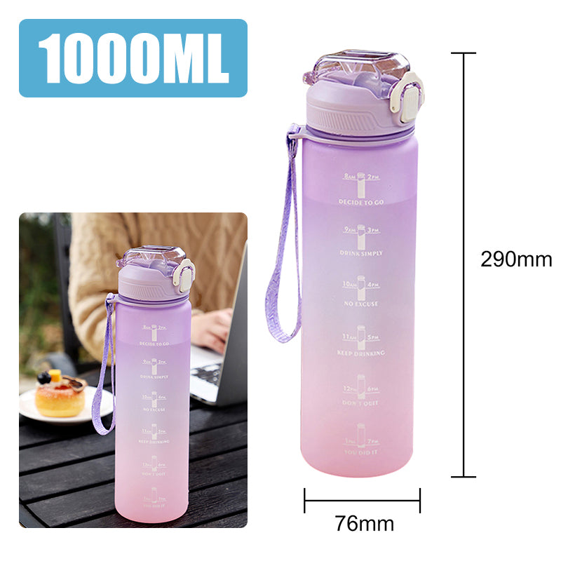Motivational Sports Water Bottle with Time Marker – Leak-Proof Design for Fitness & Outdoor Use