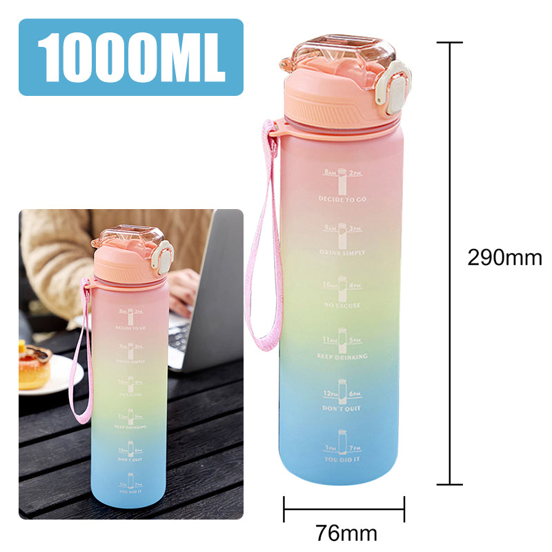 Motivational Sports Water Bottle with Time Marker – Leak-Proof Design for Fitness & Outdoor Use