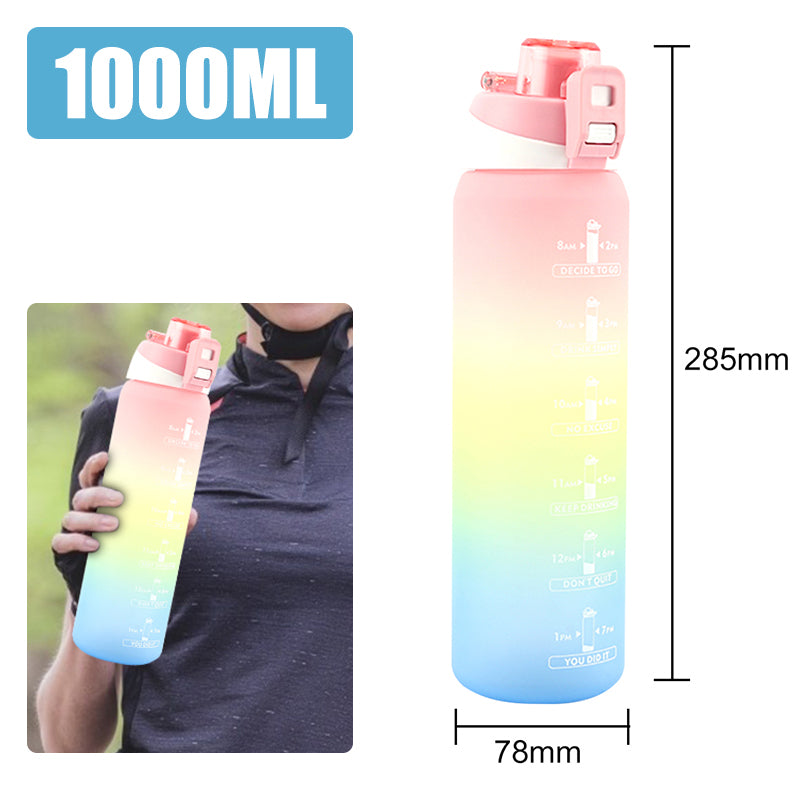 Motivational Sports Water Bottle with Time Marker – Leak-Proof Design for Fitness & Outdoor Use