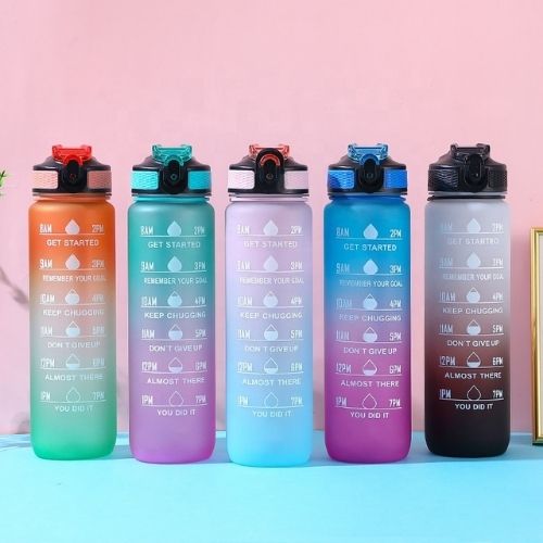 Motivational Sports Water Bottle with Time Marker – Leak-Proof Design for Fitness & Outdoor Use
