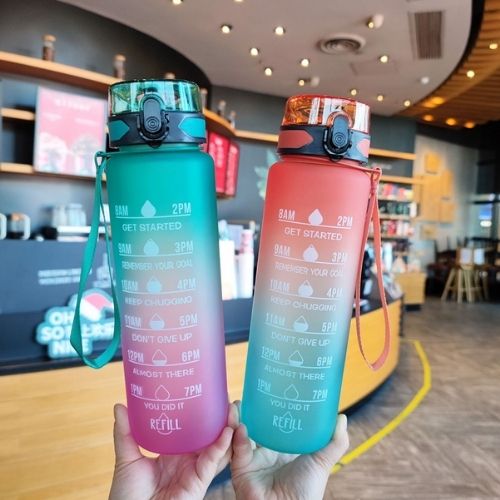 Motivational Sports Water Bottle with Time Marker – Leak-Proof Design for Fitness & Outdoor Use