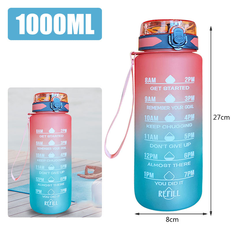 Motivational Sports Water Bottle with Time Marker – Leak-Proof Design for Fitness & Outdoor Use