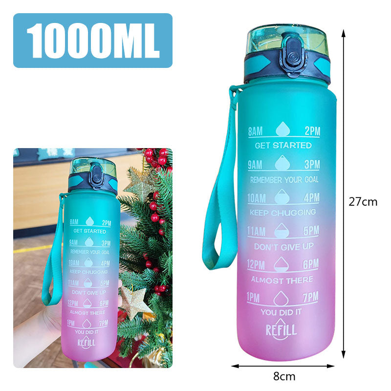 Motivational Sports Water Bottle with Time Marker – Leak-Proof Design for Fitness & Outdoor Use