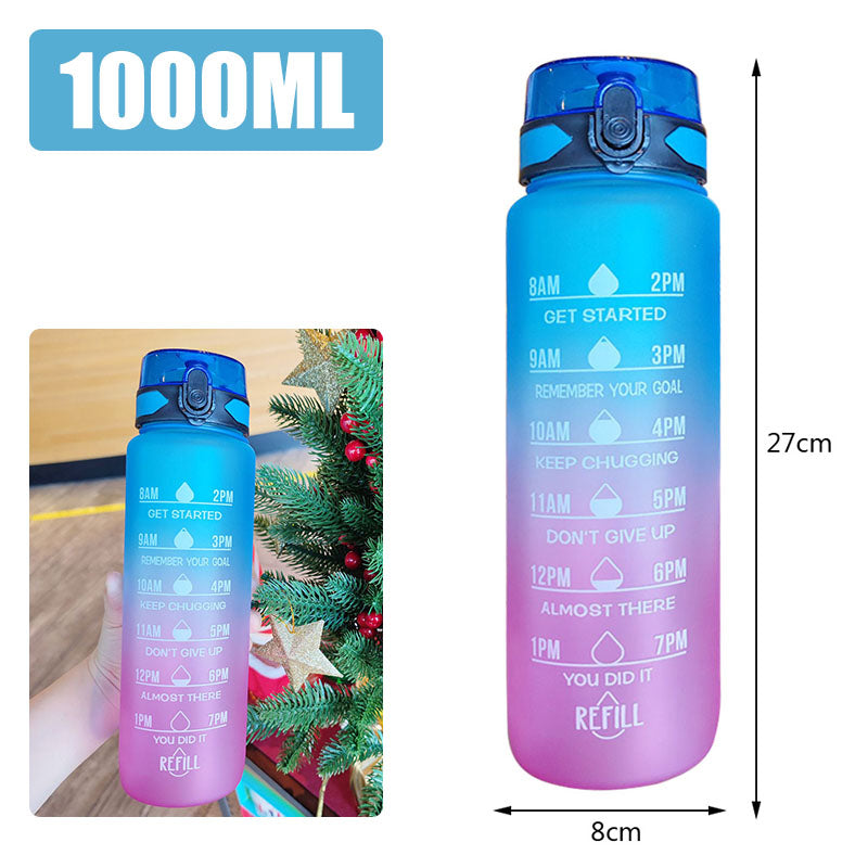 Motivational Sports Water Bottle with Time Marker – Leak-Proof Design for Fitness & Outdoor Use