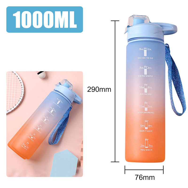 Motivational Sports Water Bottle with Time Marker – Leak-Proof Design for Fitness & Outdoor Use